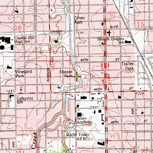 Topographic Map of Draper Park, OK