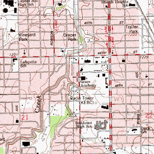 Topographic Map of Grace Academy, OK