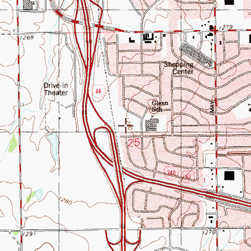 Topographic Map of John Glenn Elementary School, OK