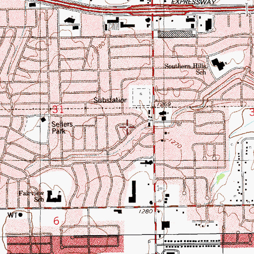 Topographic Map of Sellars Park, OK