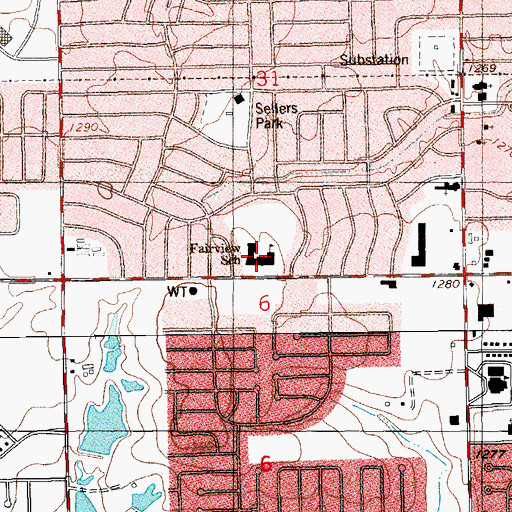 Topographic Map of Fairview Elementary School, OK