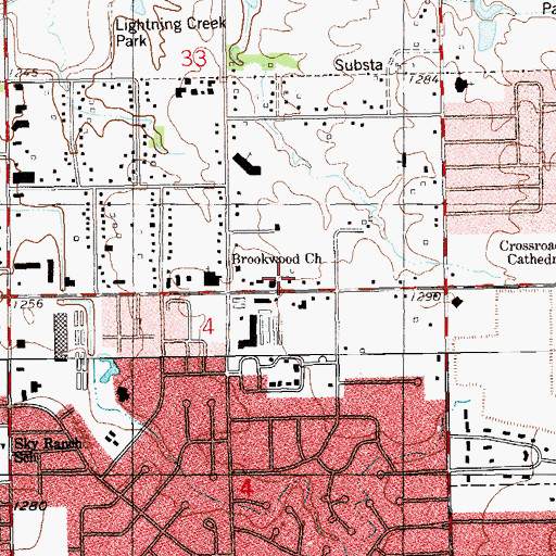 Topographic Map of Brookwood Church, OK