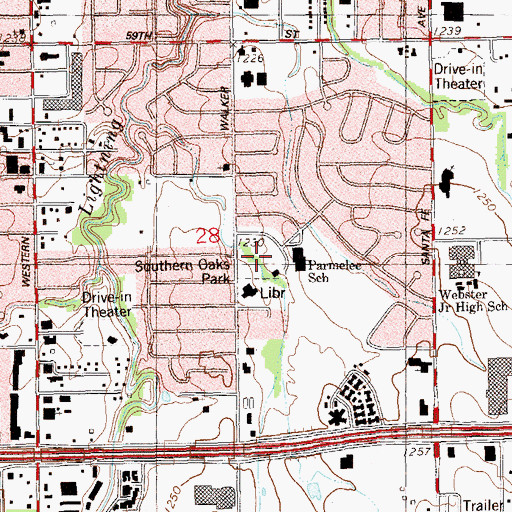 Topographic Map of Southern Oaks Park, OK