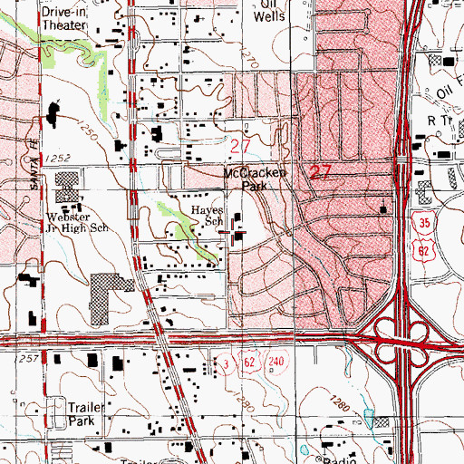 Topographic Map of Hayes Elementary School, OK