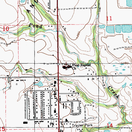 Topographic Map of First Baptist Church, OK