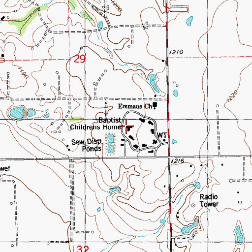 Topographic Map of Baptist Childrens Home, OK