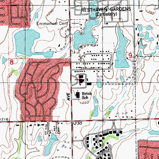Topographic Map of Brink Junior High School, OK