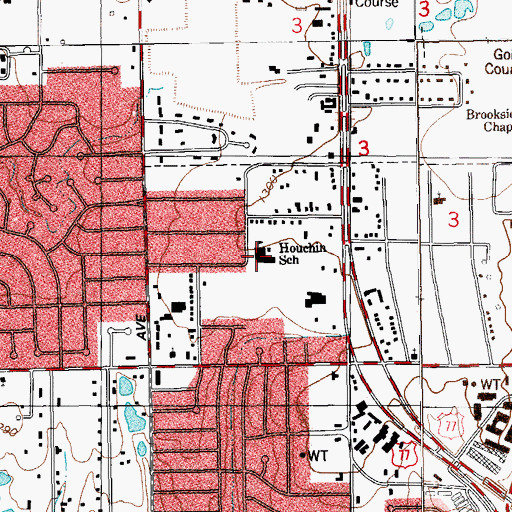 Topographic Map of Houchin Elementary School, OK