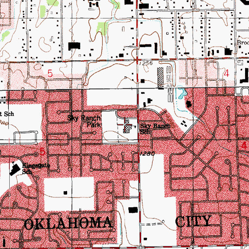 Topographic Map of Sky Ranch Elementary School, OK