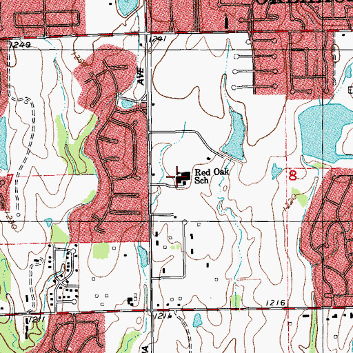 Topographic Map of Red Oak Elementary School, OK