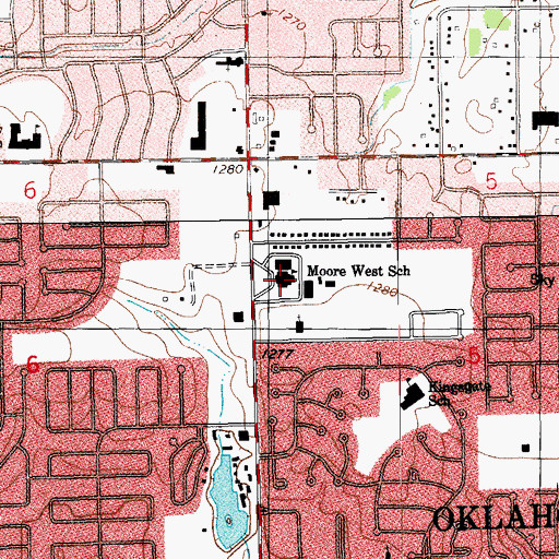 Topographic Map of West Junior High School, OK