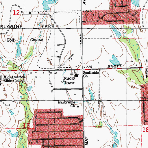 Topographic Map of Southside Church, OK