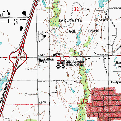 Topographic Map of Mid - America Christian University, OK