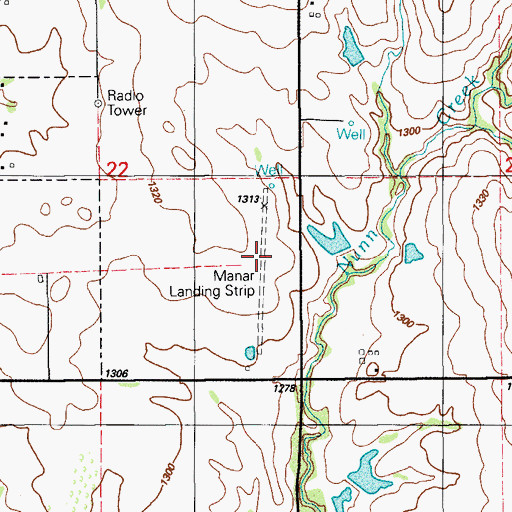 Topographic Map of Manar Landing Strip (historical), OK