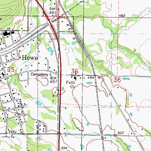 Topographic Map of Faith Church, OK
