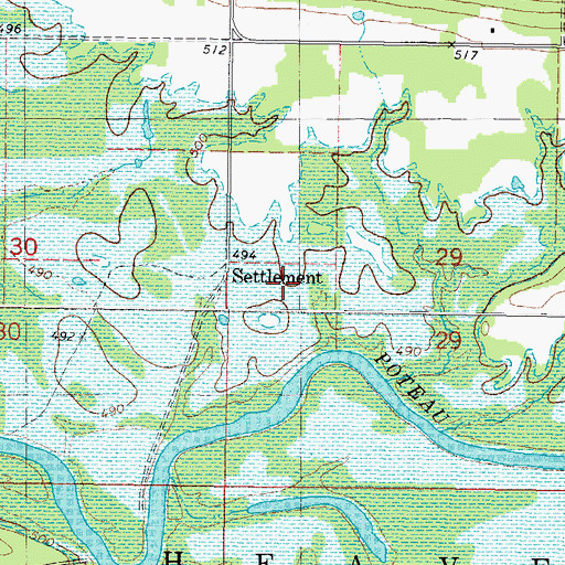Topographic Map of Settlement, OK