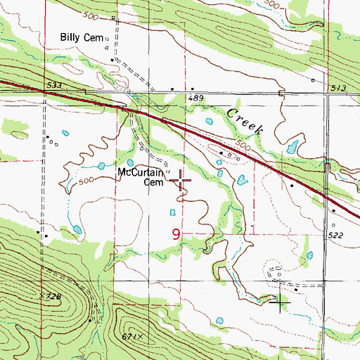 Topographic Map of McCurtain Cemetery, OK