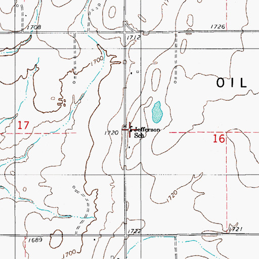 Topographic Map of Jefferson School, OK