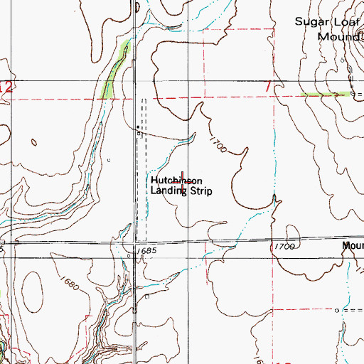 Topographic Map of Hutchinson Landing Strip (historical), OK