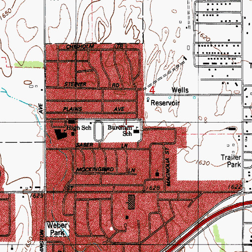 Topographic Map of Burcham Elementary School, OK