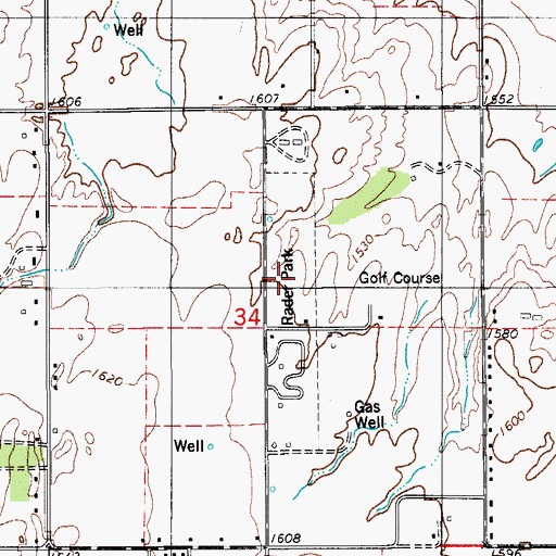 Topographic Map of Rader Park, OK