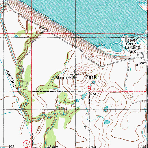 Topographic Map of Moneka Park, OK