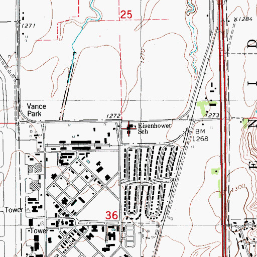 Topographic Map of Eisenhower Elementary School, OK
