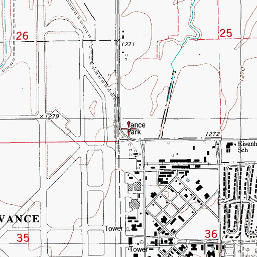 Topographic Map of Vance Park, OK
