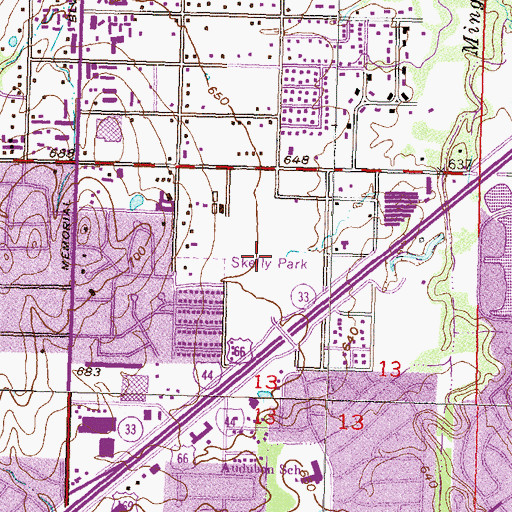 Topographic Map of Skelly Park, OK