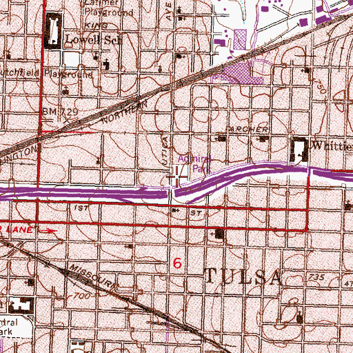 Topographic Map of Admiral Park, OK