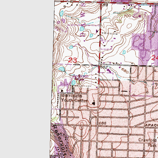 Topographic Map of Anderson Park, OK