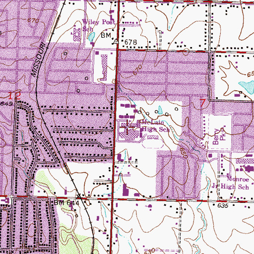 Topographic Map of McLain High School, OK