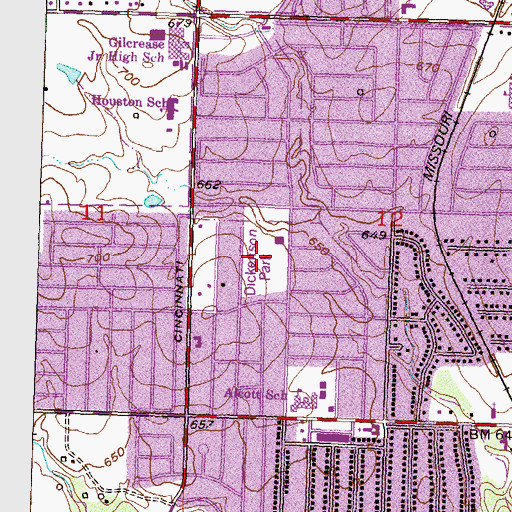 Topographic Map of Dickenson Park, OK