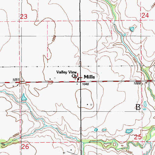 Topographic Map of Valley View Church, OK