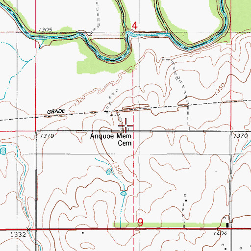 Topographic Map of Anquoe Memorial Cemetery, OK