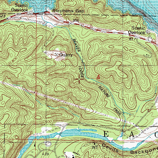 Topographic Map of Beaver Lodge Nature Trail, OK