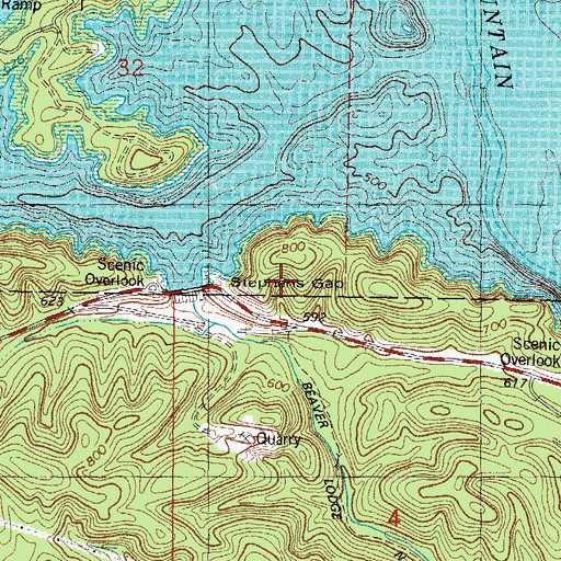 Topographic Map of Stephens Gap, OK