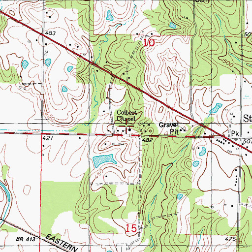 Topographic Map of Colbert Chapel, OK
