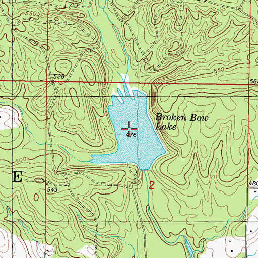 Topographic Map of Broken Bow Lake, OK