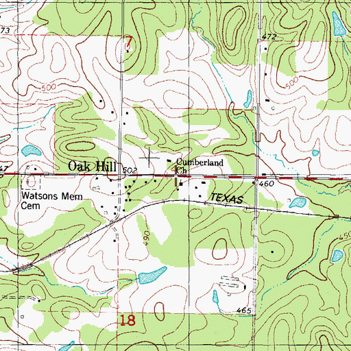 Topographic Map of Cumberland Church, OK