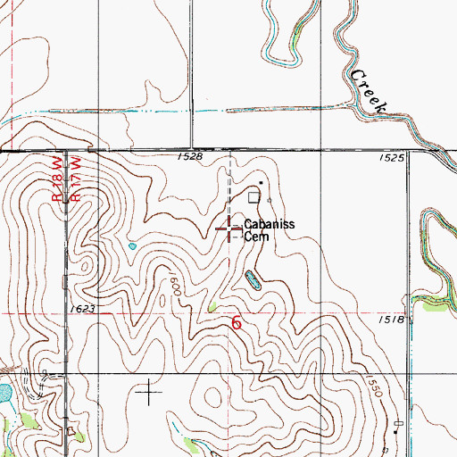 Topographic Map of Cabaniss Cemetery, OK
