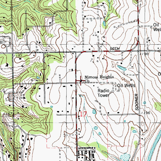 Topographic Map of Mimosa Heights Church, OK