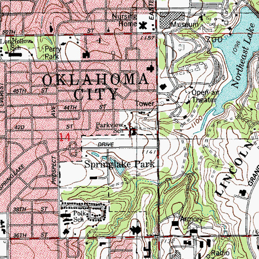 Topographic Map of Parkview Adventist Academy, OK