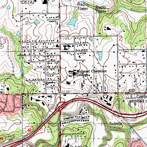 Topographic Map of Midwest Christian College, OK
