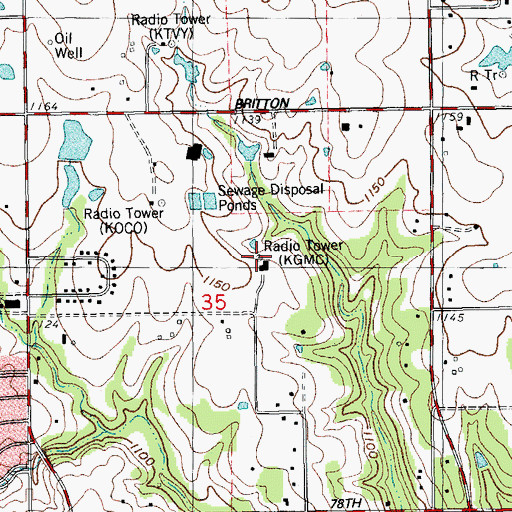 Topographic Map of KEMC, OK