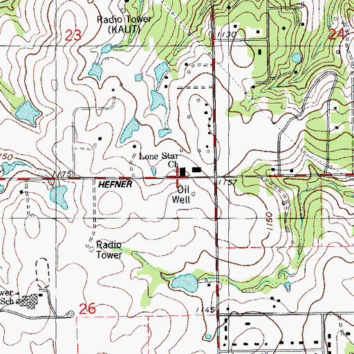 Topographic Map of Lone Star Church, OK
