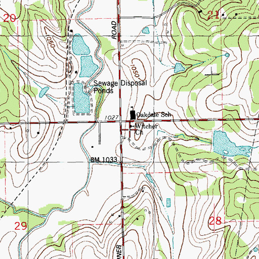 Topographic Map of Witcher Church, OK