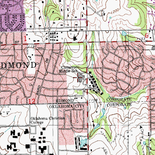 Topographic Map of Cimarron Middle School, OK