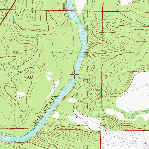 Topographic Map of Roosevelt Creek, OK
