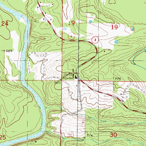 Topographic Map of Indian Mission, OK